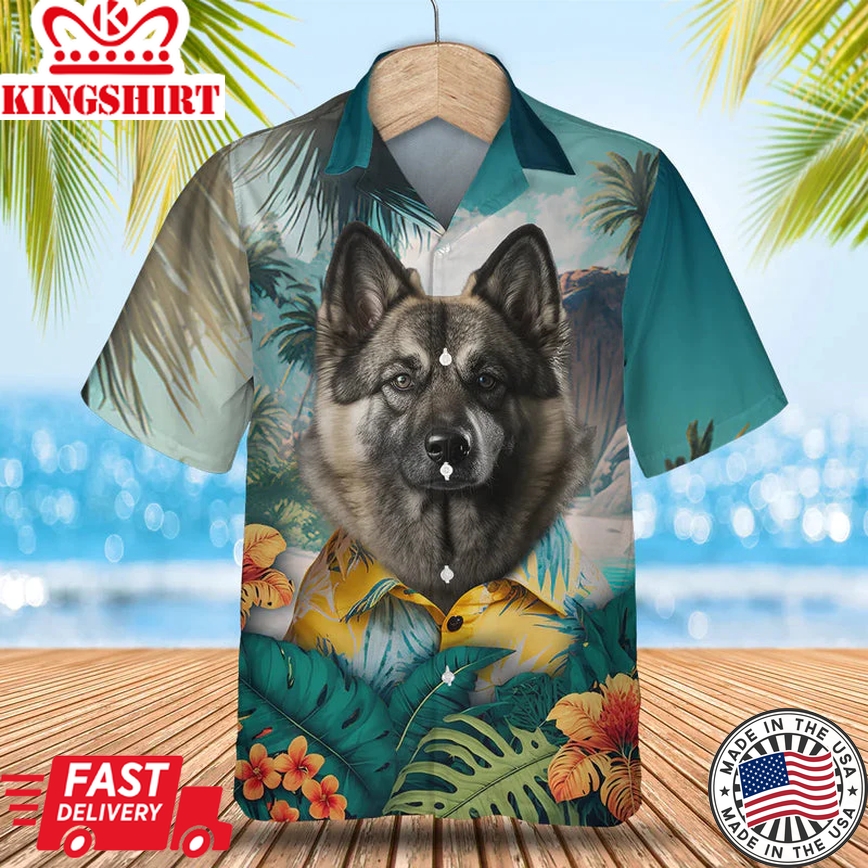 Norwegian Elkhound 2 Trendy Hawaiian Shirt, Dog Lover Trendy Hawaiian Shirt, Summer Trendy Hawaiian Shirt For Men And Women