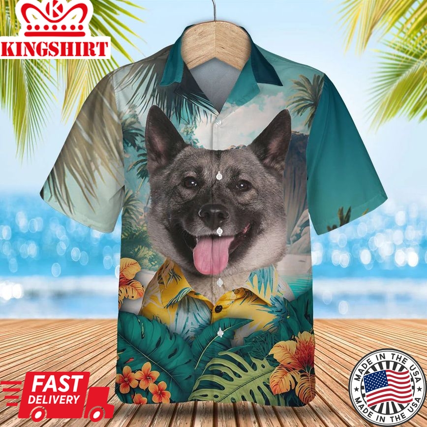 Norwegian Elkhound Paradise Breeze - Explore Hawaii in Style with this Exquisite Trendy Hawaiian Shirt