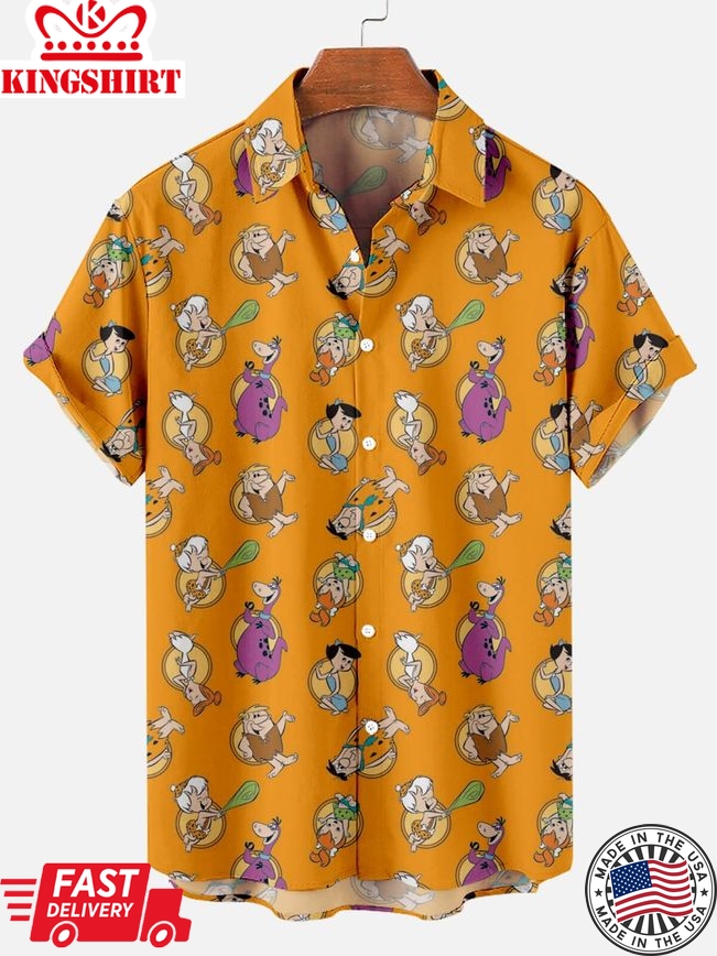 Nostalgic Cartoon Men's Short Hawaiian Shirt