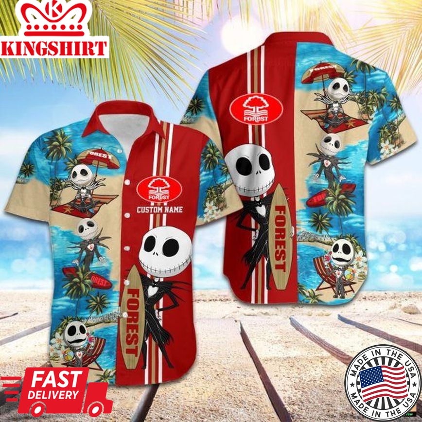 Nottingham Forest Fc Custom Name Happy Skull Trendy Hawaiian Shirt Aloha Shirt