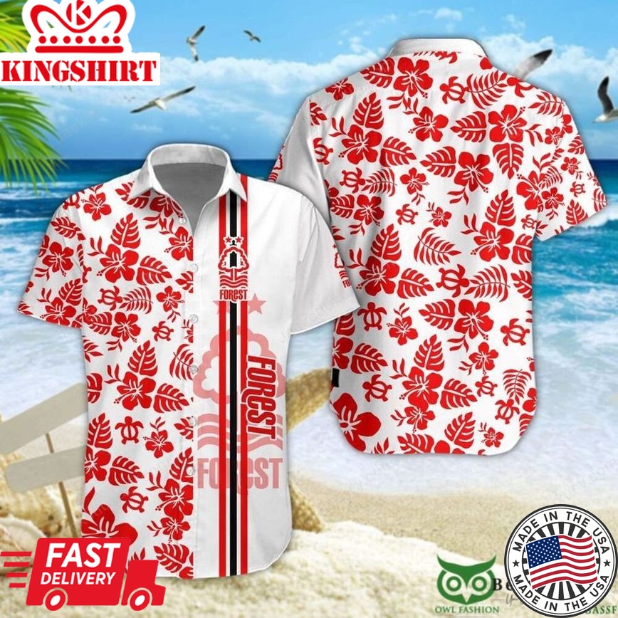 Nottingham Forest Fc Flower Leaf Trendy Hawaiian Shirt Aloha Shirt