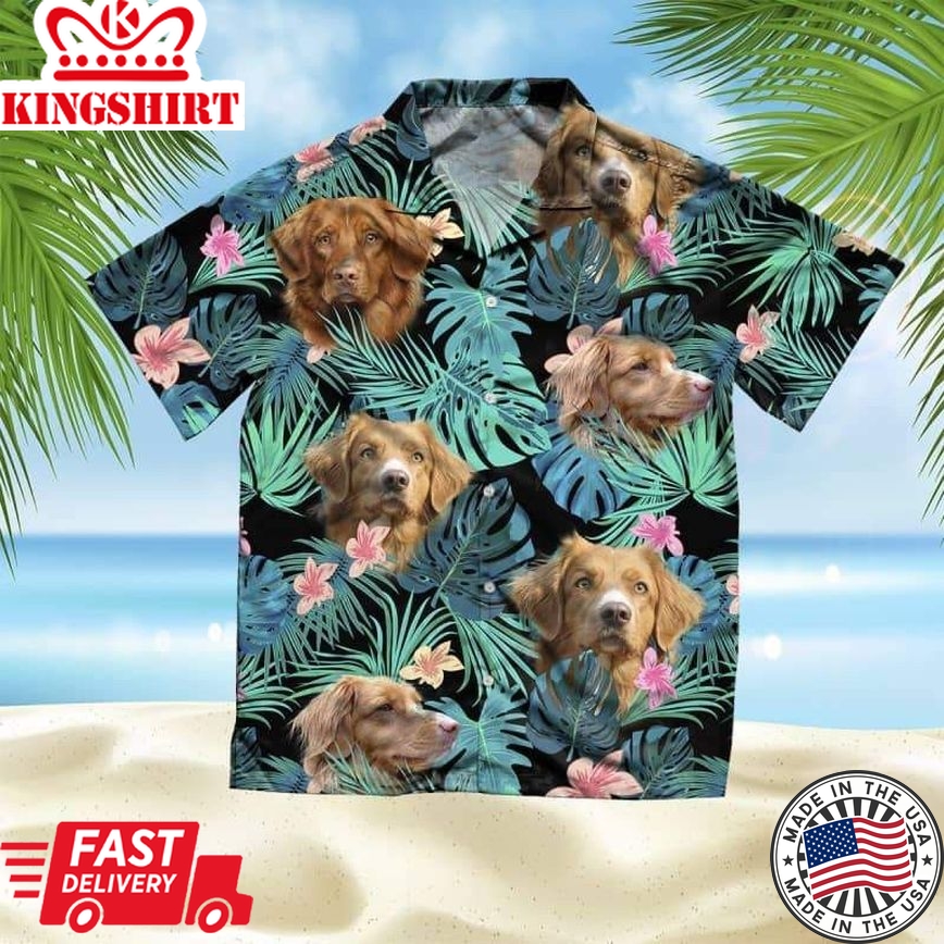 Nova Scotia Dtr Trendy Hawaiian Shirt, Dog Summer Leaves Trendy Hawaiian Shirt, Unisex Print Aloha Short Sleeve Casual Shirt Summer Gifts