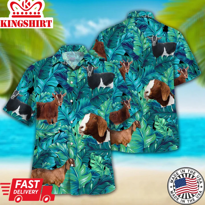 Nubian Goat Lovers Trendy Hawaiian Shirt, Trendy Hawaiian Shirt Vintage Flower, Short Sleeve Hawaiian Aloha Shirt For Men, Women