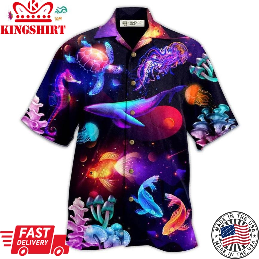 Ocean Love Fish Turtle Hawaiian Shirt