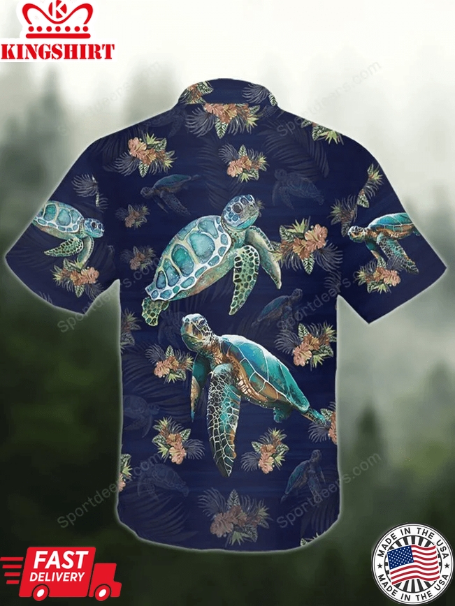 Ocean Turtle Tropical Trendy Hawaiian Shirt, Summer Gift, Trendy Hawaiian Shirts For Men, Aloha Beach Shirt