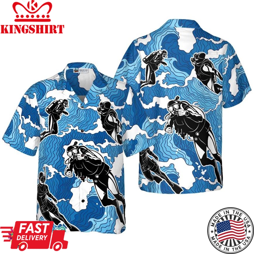 Ocean Wave Scuba Diving Hawaiian Shirt