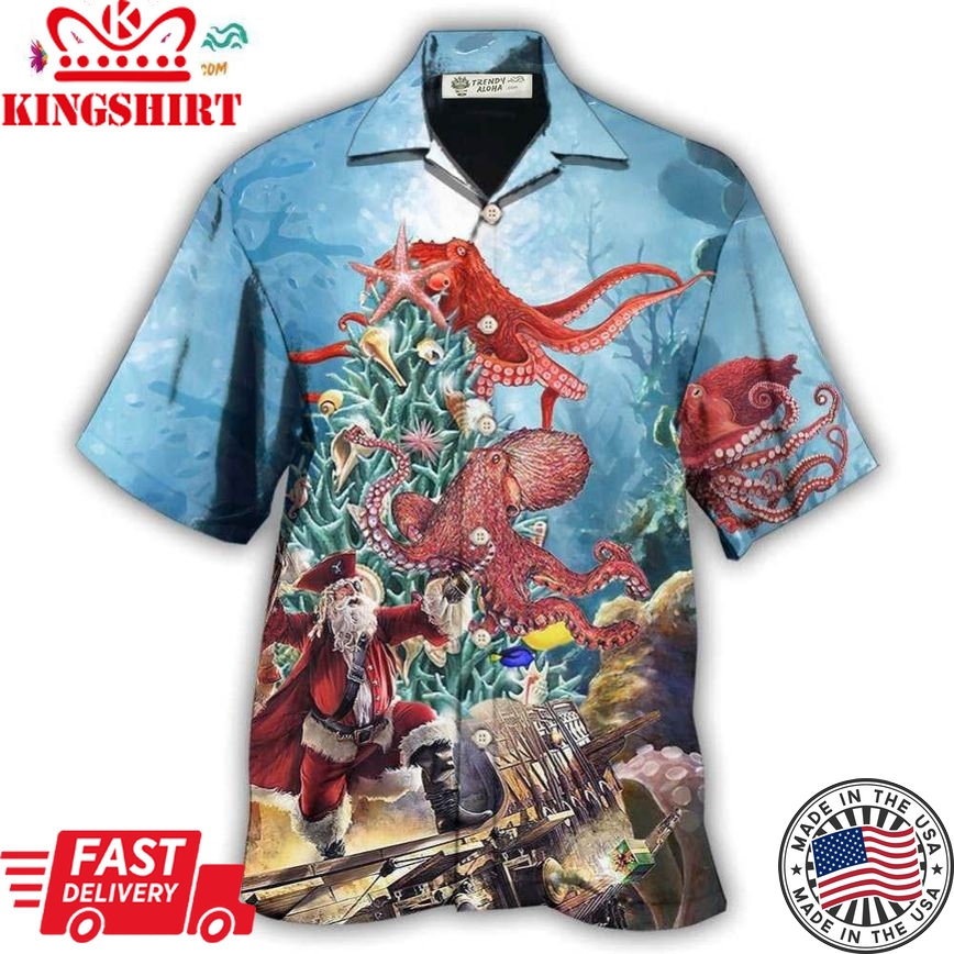 Octopus And Santa Merry Chrismas Hawaiian Shirt