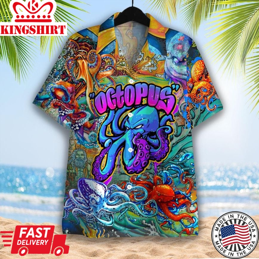 Octopus Colorful Hippie Trendy Hawaiian Shirt