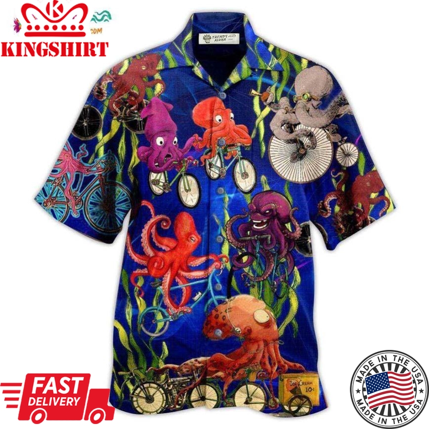 Octopus Could An Octopus Ride A Bicycle Hawaiian Shirt