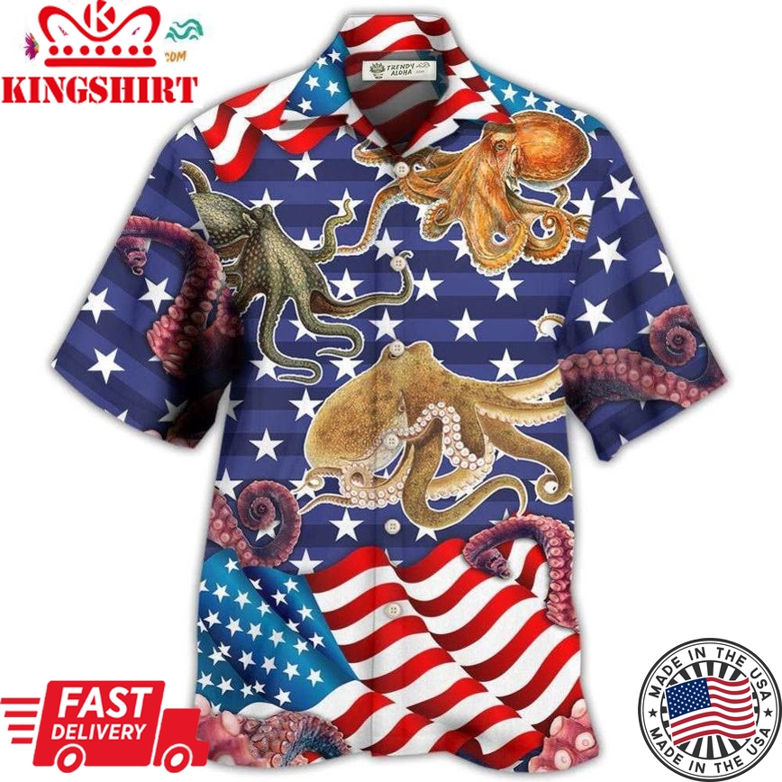 Octopus Independence Day Usa Flag Hawaiian Shirt