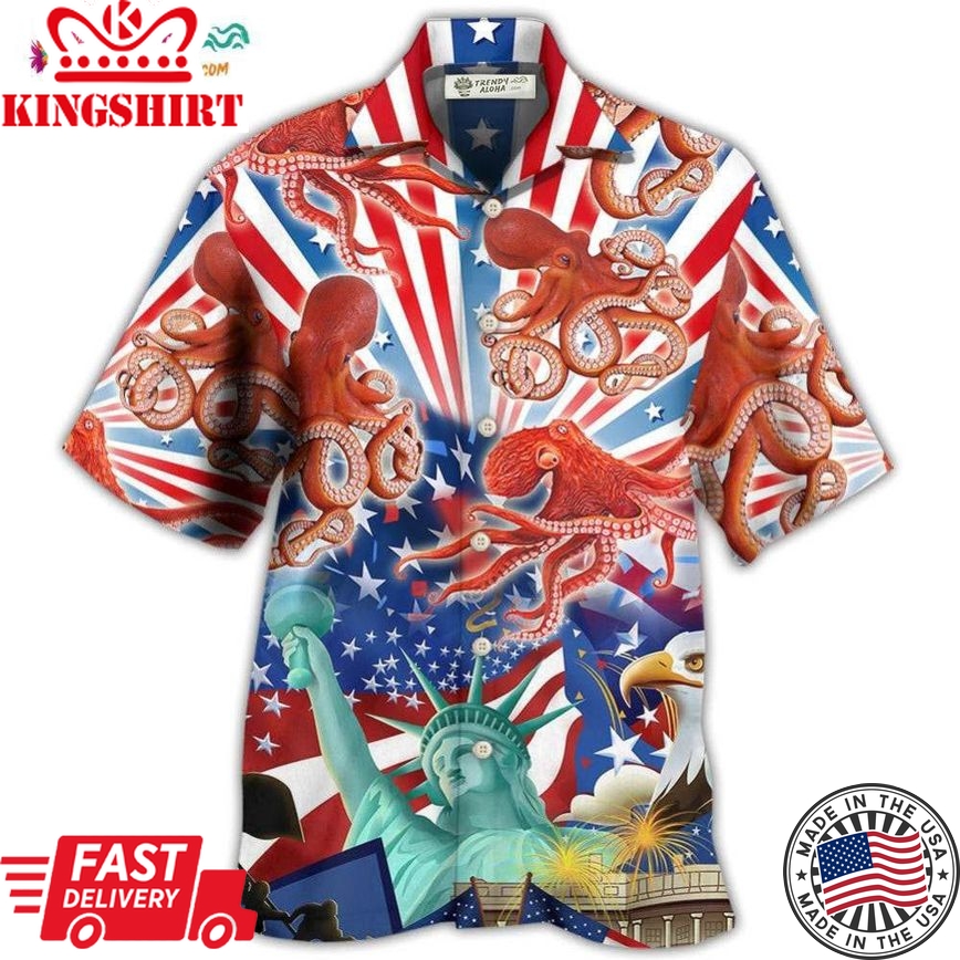 Octopus Usa Independence Day Hawaiian Shirt