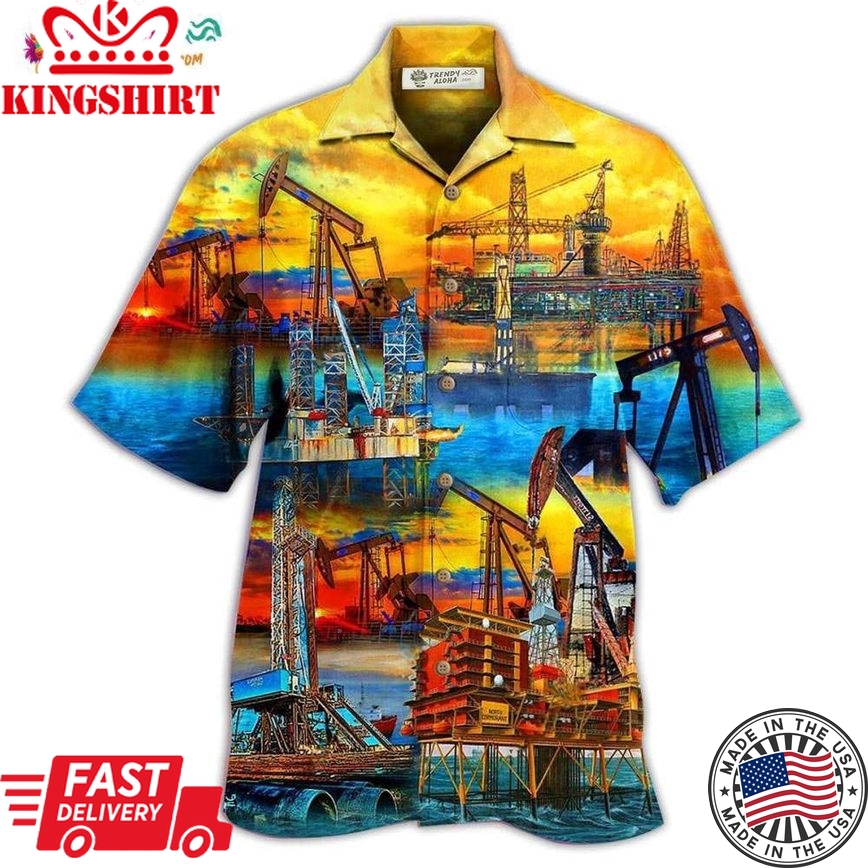 Oil Sunset At The Oil Field Hawaiian Shirt