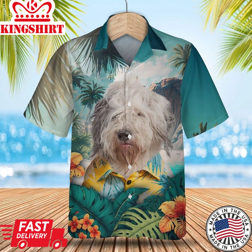 Old English Sheepdog Paradise Breeze - Unleash Your Style with this Tropical Trendy Hawaiian Shirt