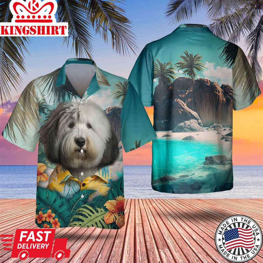 Old English Sheepdog Trendy Hawaiian Shirt, Dog Lover Apparel, Summer Trendy Hawaiian Shirt For Men And Women