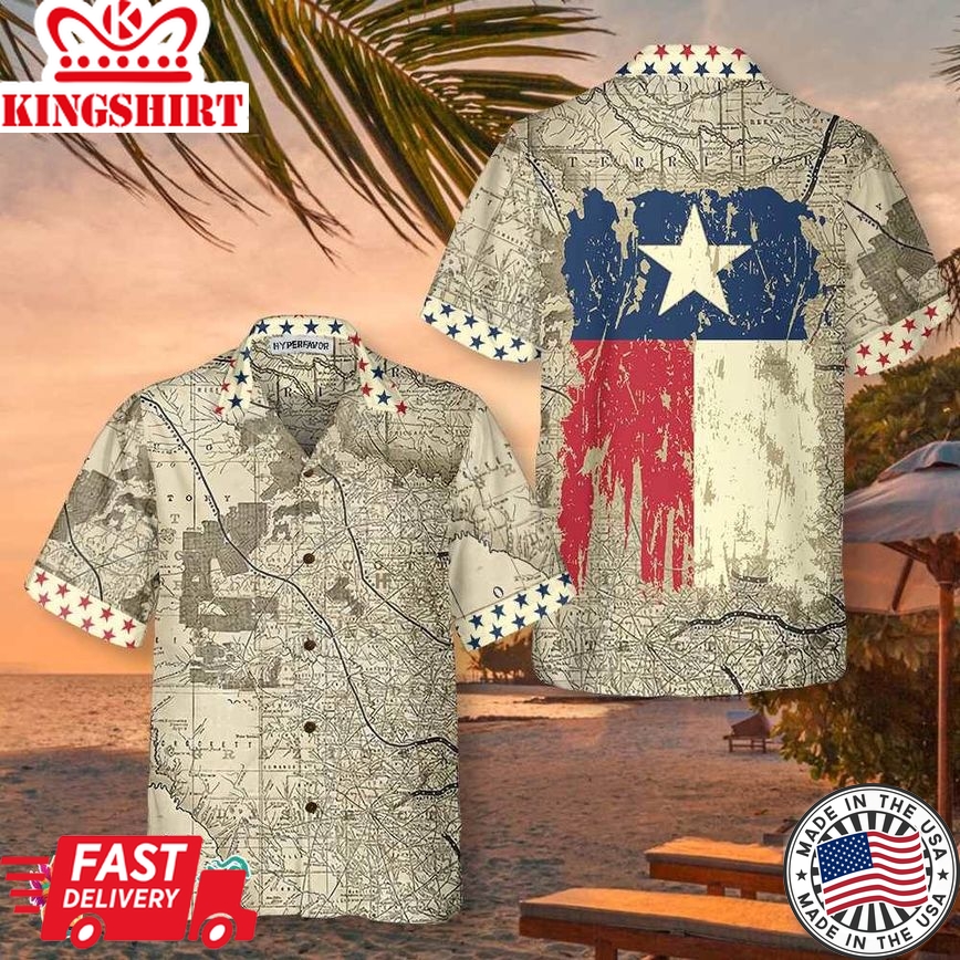 Old Map Of Texas Vintage Texas Hawaiian Shirt, Unique Texas Shirt For Texas Lovers