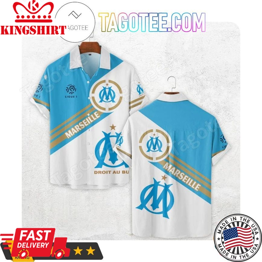 Olympique De Marseille Blue White Trendy Hawaiian Shirt Aloha Shirt