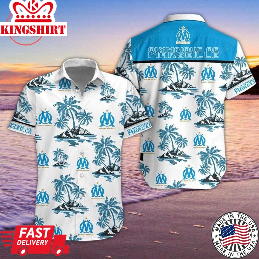 Olympique De Marseille White Trendy Hawaiian Shirt Aloha Shirt