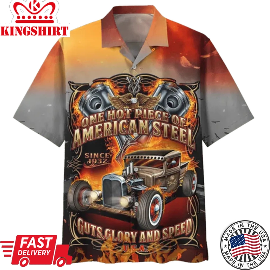 One Hot Piece Of American Steel Trendy Hawaiian Shirt