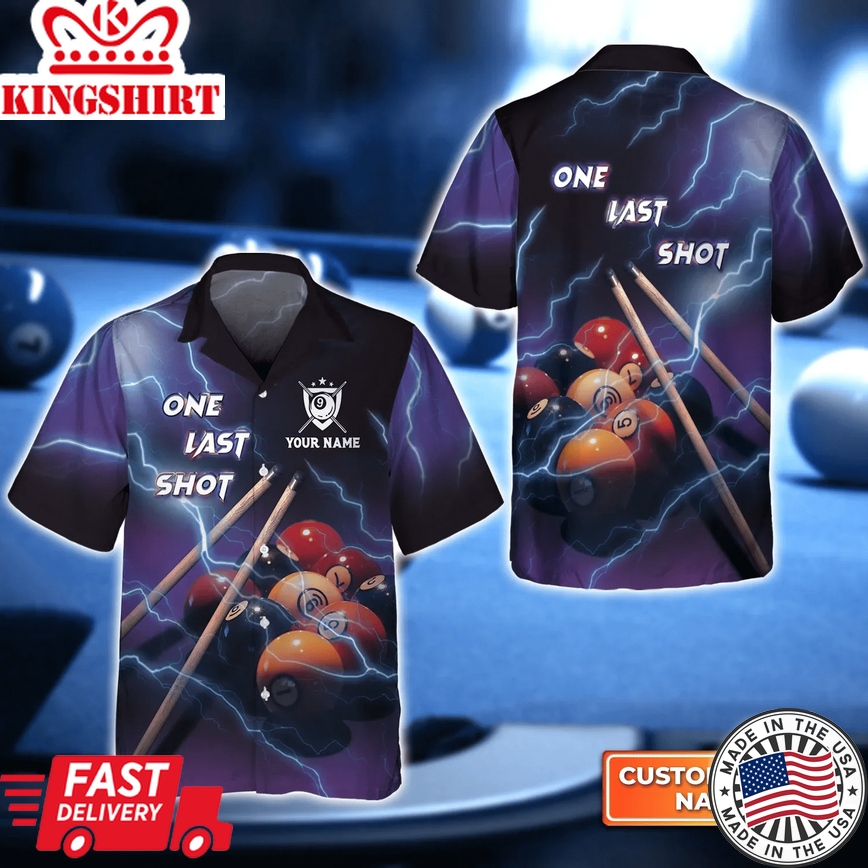 One Last Shot Billiard 9 Ball Thunder Lightning 3D Trendy Hawaiian Shirt, Billiard Team Shirt, Billiard Shirt For Men And Women