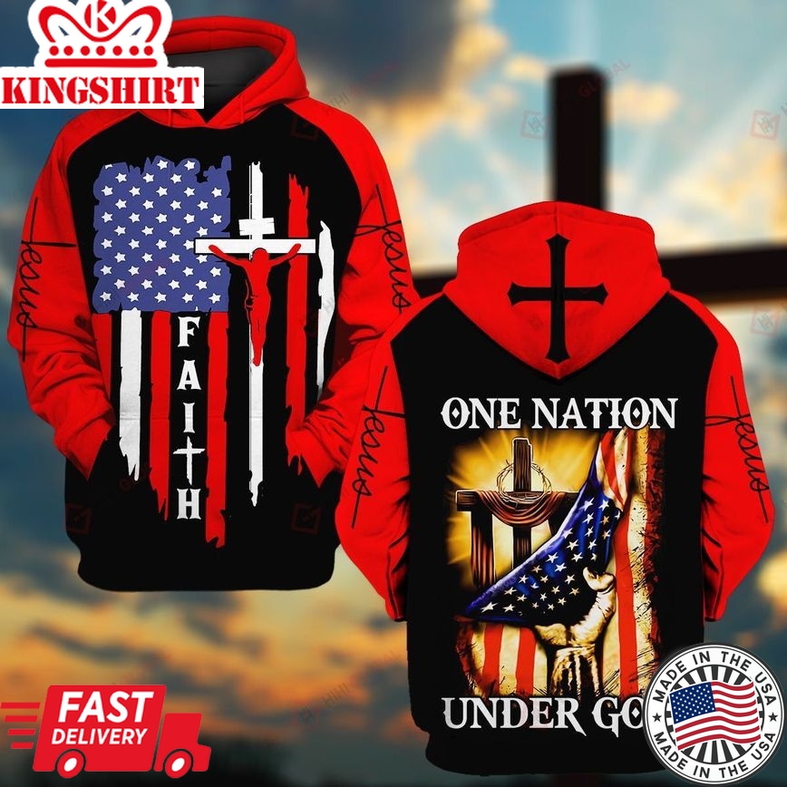 One Nation Under God Hawaiian Shirts Hawaii Shirt Polo Tshirt Zip Hoodie Printed 3D