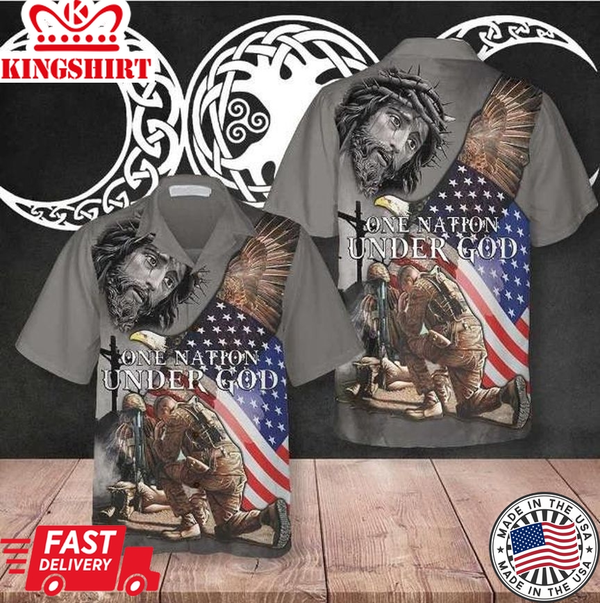 One Nation Under God Veteran 3D All Over Printed Trendy Hawaiian Shirt