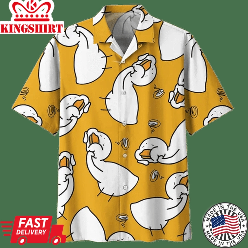 Orange Duck Background Trendy Hawaiian Shirt