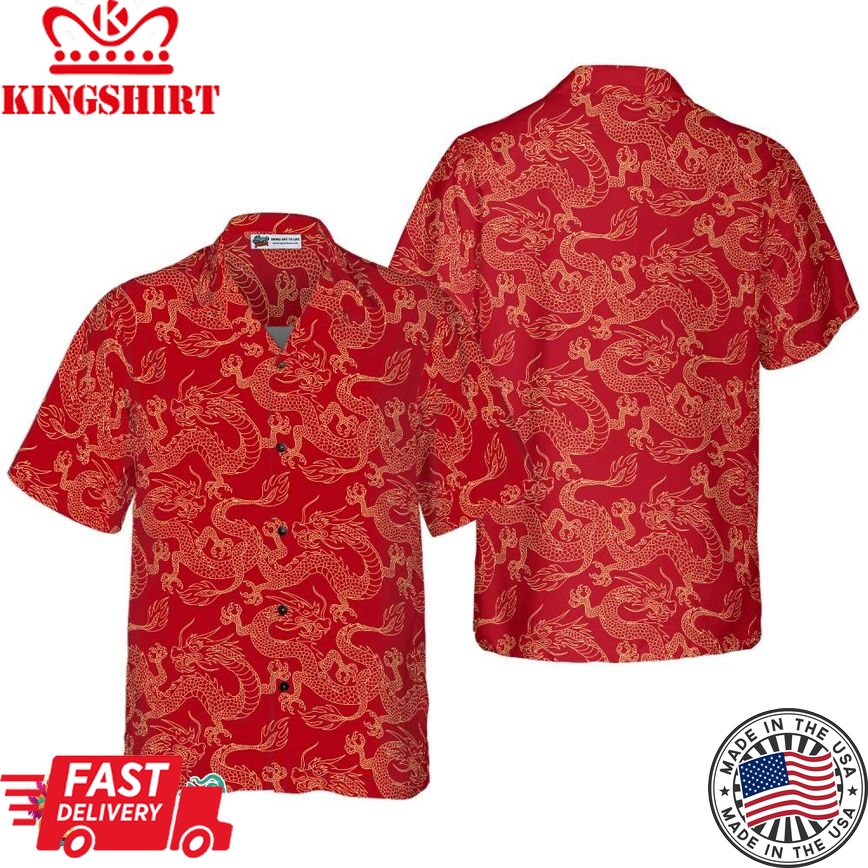 Oriental Dragon Red Hawaiian Shirt