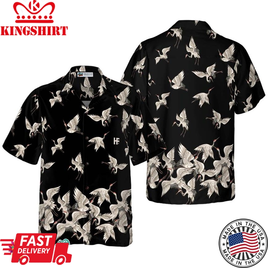 Oriental Red-Headed Crane Hawaiian Shirt