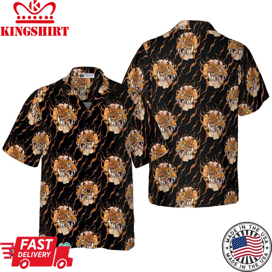 Oriental Tattoo Style Tiger Hawaiian Shirt