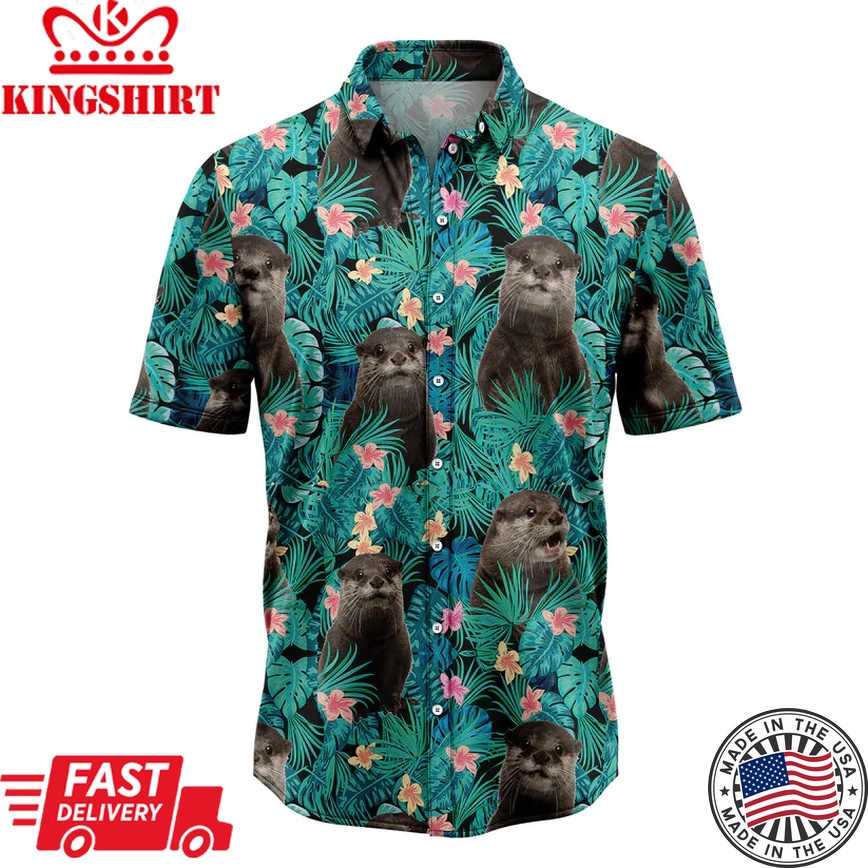 Otter Tropical Trendy Hawaiian Shirt, Summer Trendy Hawaiian Shirts For Men, Women Aloha Beach Shirt