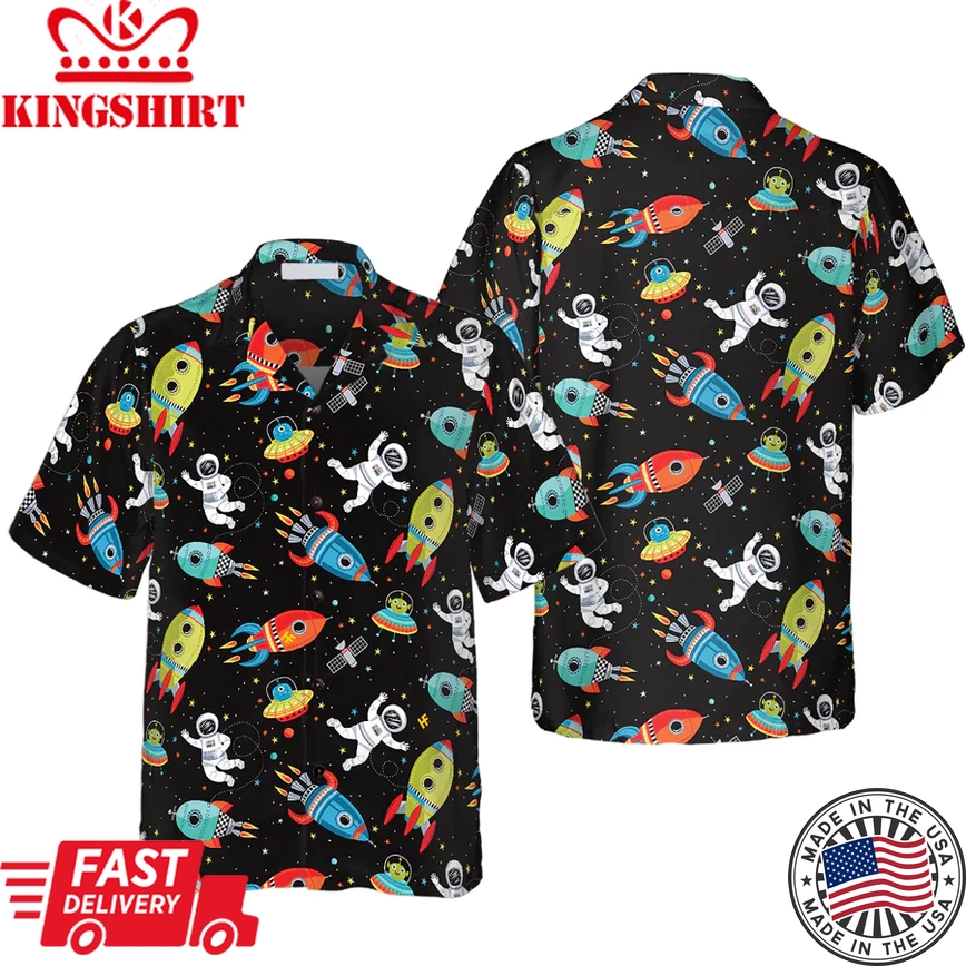 Outer Space Astronaut Cute Trendy Hawaiian Shirt, Astronaut Shirt