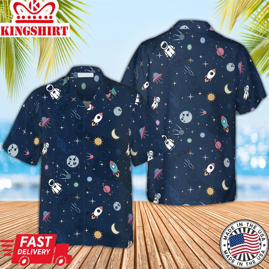 Outer Space Trendy Hawaiian Shirt, Summer Trendy Hawaiian Shirt For Men And Women