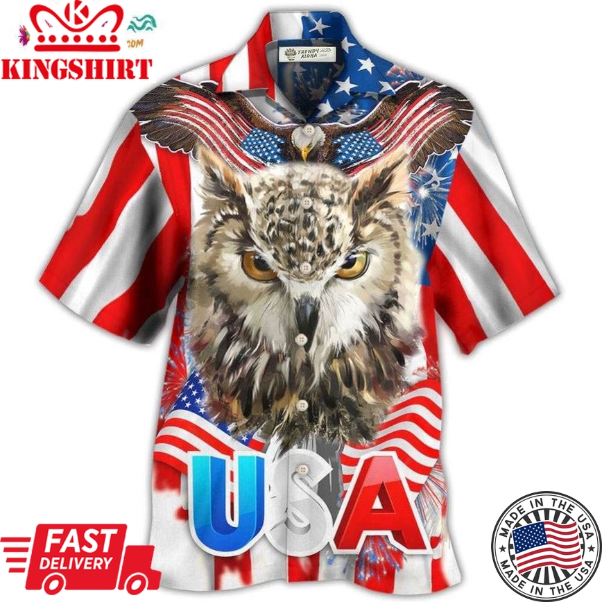 Owl America Independence Day Hawaiian Shirt