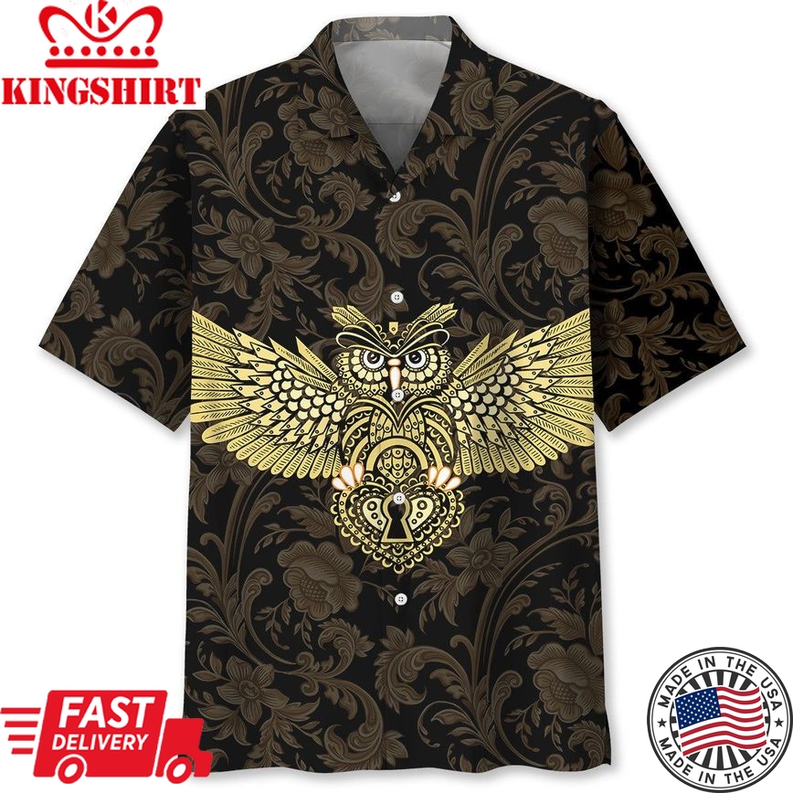 Owl Golden Pattern Trendy Hawaiian Shirt