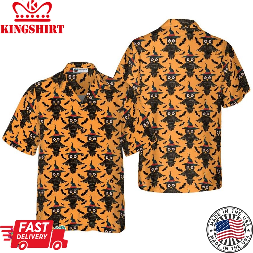 Owl Halloween Pattern Shirt For Men Hawaiian Shirt