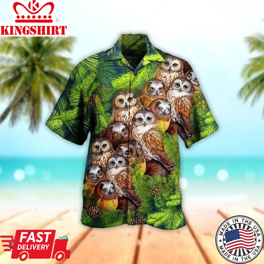 Owl Hawaiian Aloha Beach Shirt