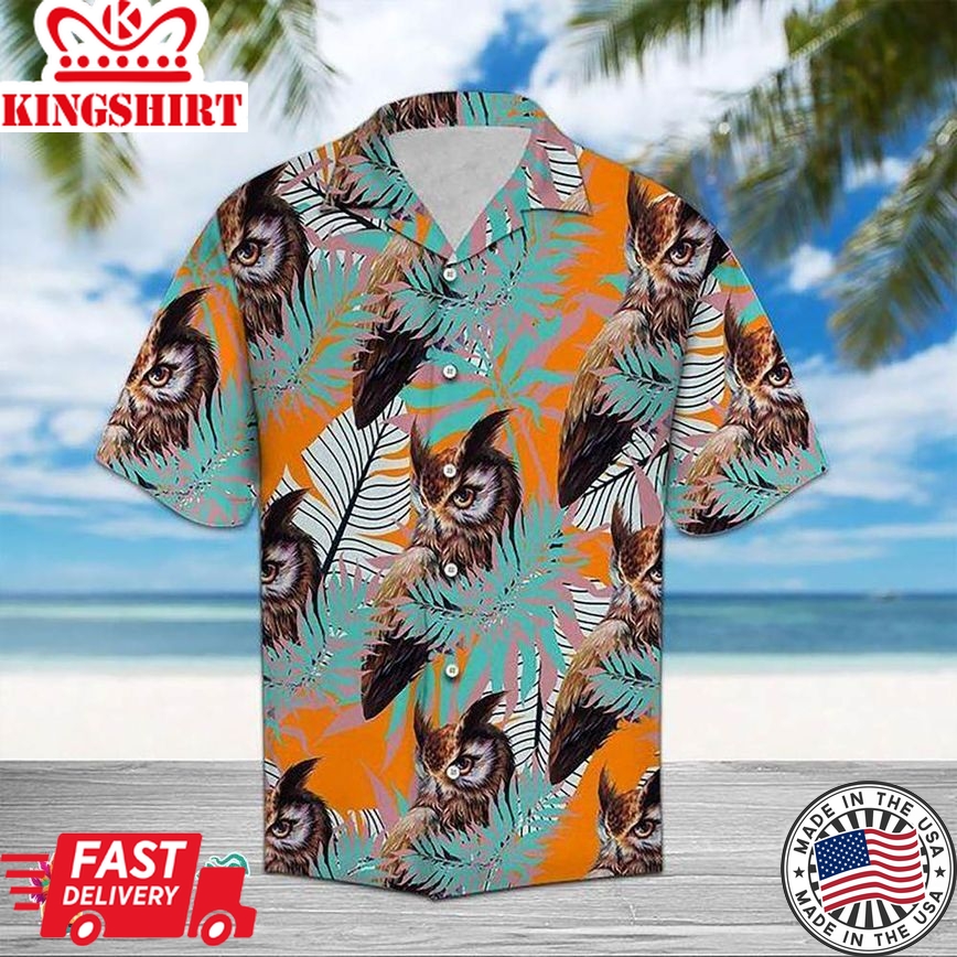 Owl Hawaiian Aloha Beach Shirt