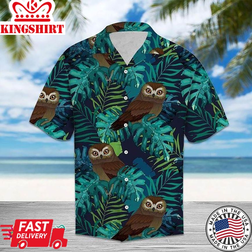 Owl Hawaiian Aloha Beach Shirt