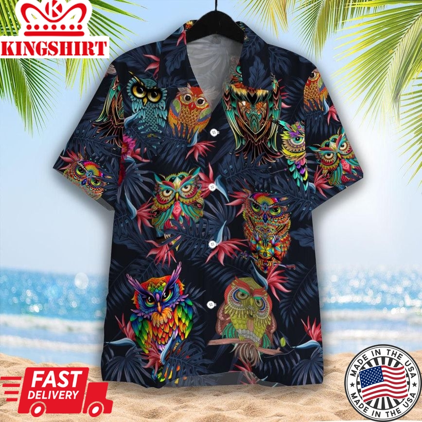 Owl Hippie Trendy Hawaiian Shirt