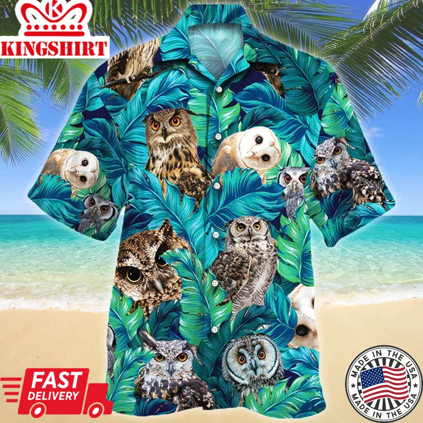 Owl Lovers Gift Trendy Hawaiian Shirt, Animal Trendy Hawaiian Shirt Men, Women, Gift For Owl Lovers