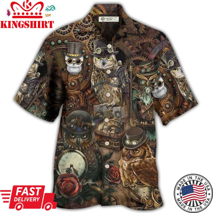 Owl Steampunk Retro Style Hawaiian Shirt