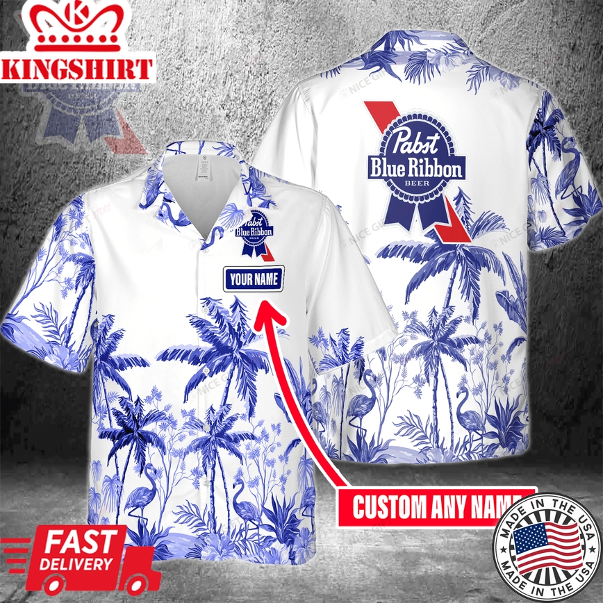 Pabst Blue Ribbon Custom Hawaiian Shirt Name Personalized