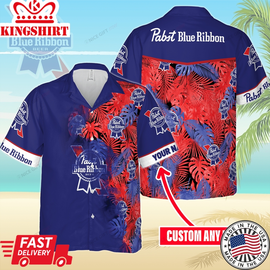 Pabst Blue Ribbon Custom Name Hawaiian Flair Shirt