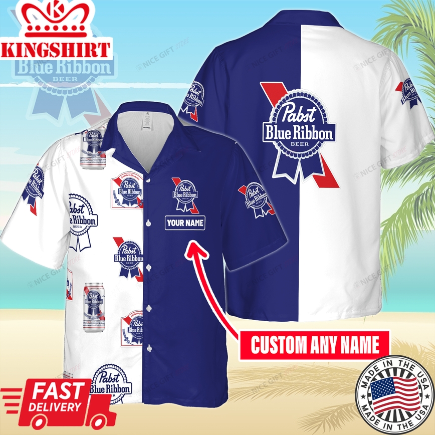 Pabst Blue Ribbon Custom Name Printed Aloha Shirt