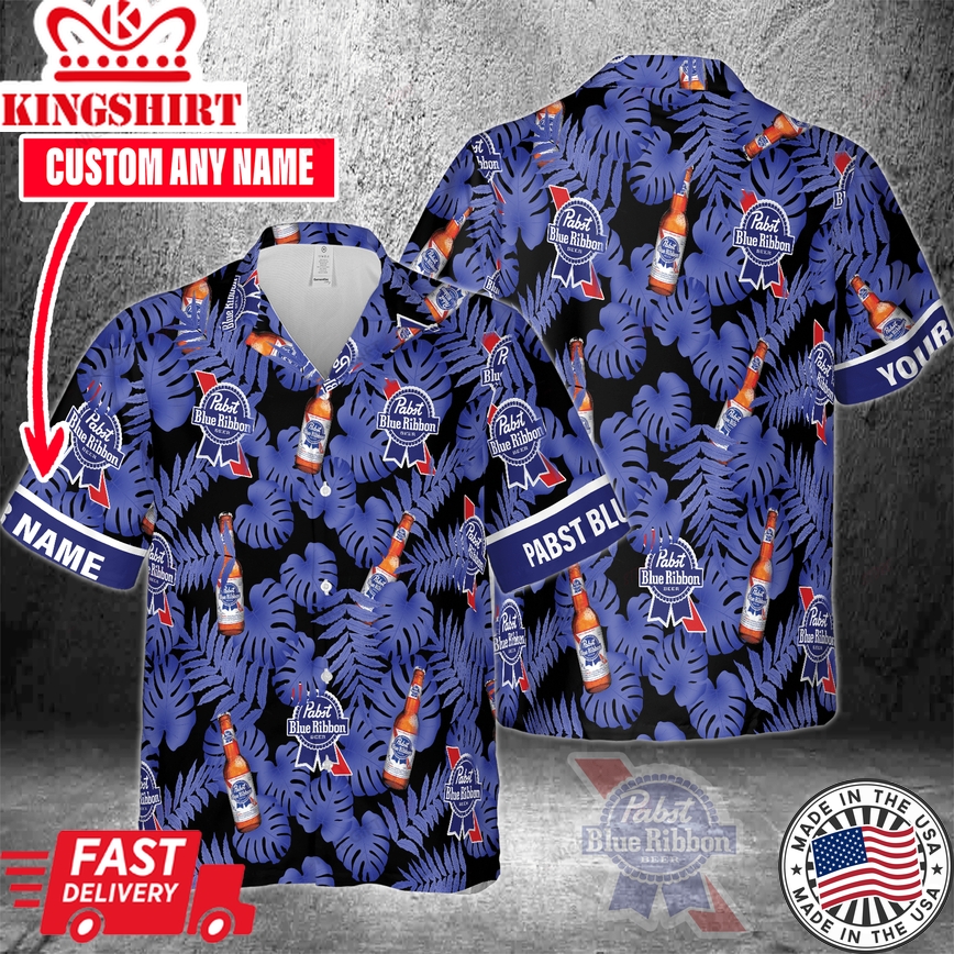 Pabst Blue Ribbon Personalized Tropical Name Shirt