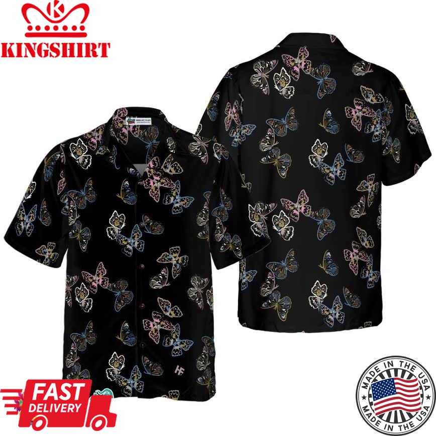 Paint Brush Butterflies Shirt For Men Paint Hawaiian Shirt