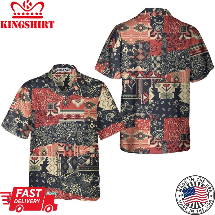 Paisley And Motifs Abstract Pattern Native American Hawaiian Shirt, Unique Native American Gift