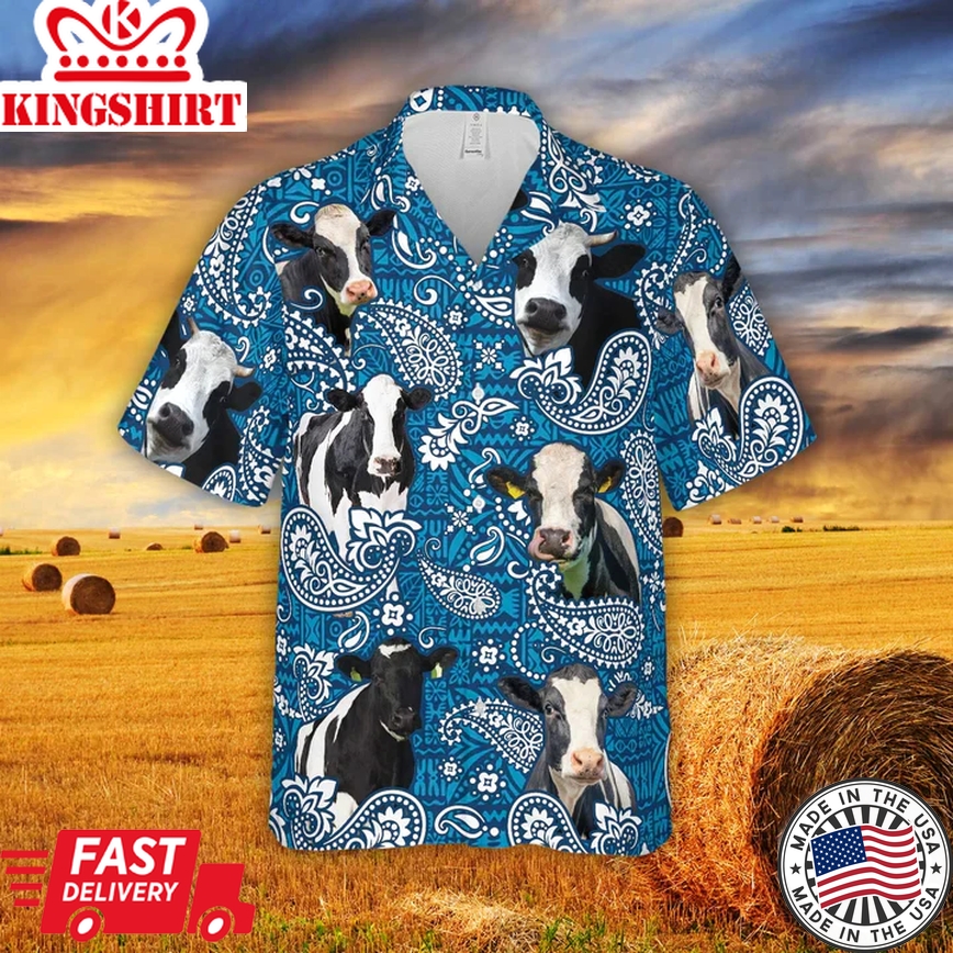 Paisley Pattern Holstein All Over Printed 3D Trendy Hawaiian Shirt For Men, Summer Aloha Shirt Men And Women