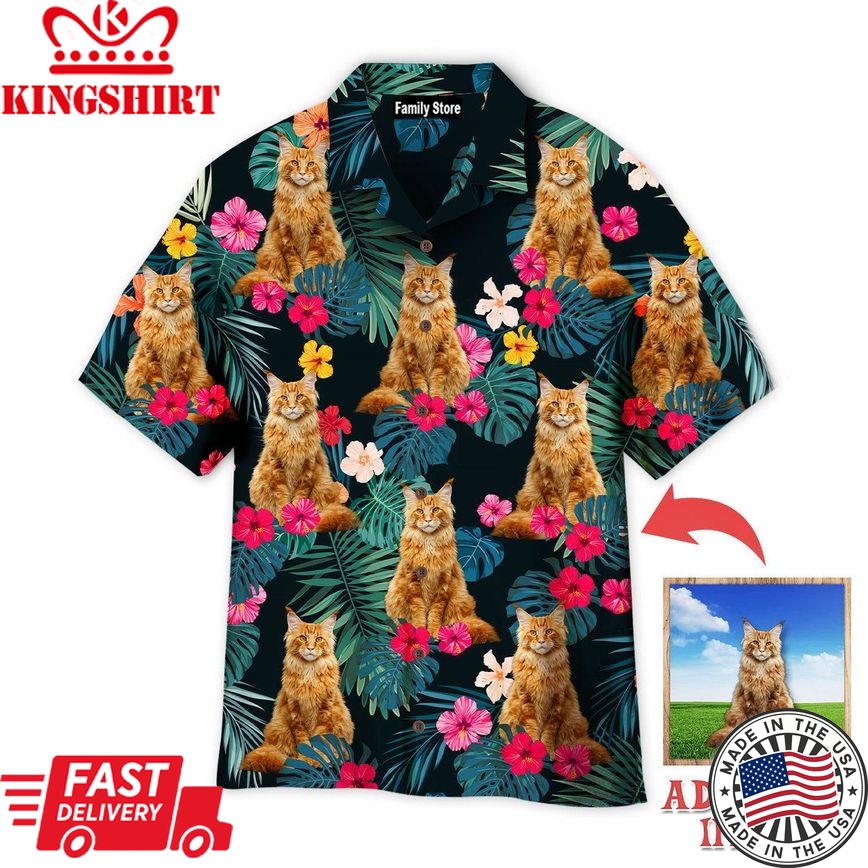 Palm Tree Tropical Maine Coon Cats Powered By Cat Custom Hawaiian Shirt