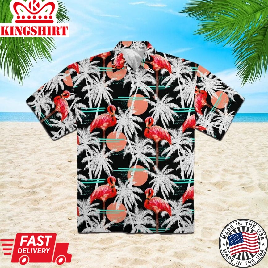 Palm Trees And Pink Flamingo Trendy Hawaiian Shirt Wt6619N